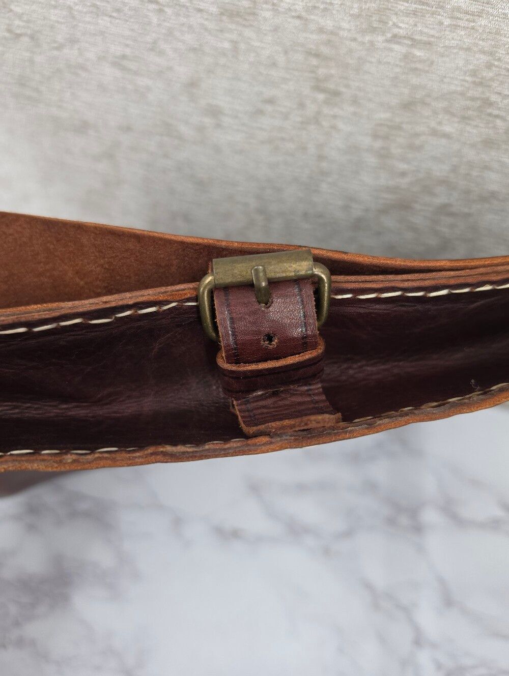 Handmade Vintage Brown Leather Crossbody Messenger Bag - Picture 4 of 13